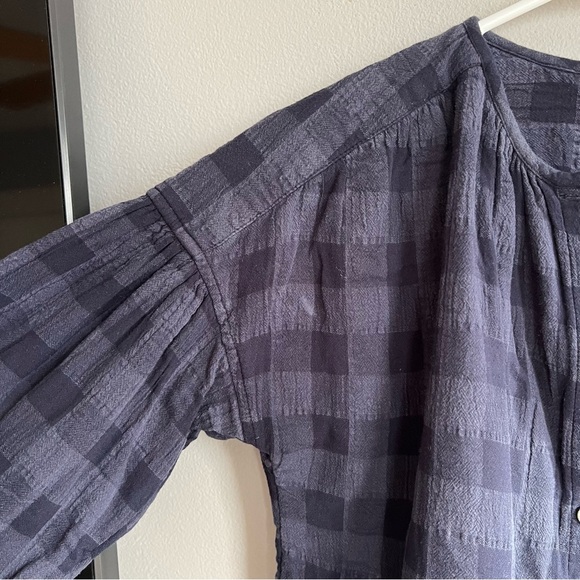 Alex Mill Navy Checkered Blouse - Picture 4 of 7
